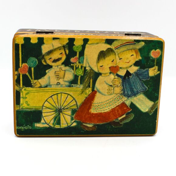 Vintage Wood Reuge Music Box Dutch Kids Art by Juan Ferrandiz Decoupage Style - Picture 2 of 8